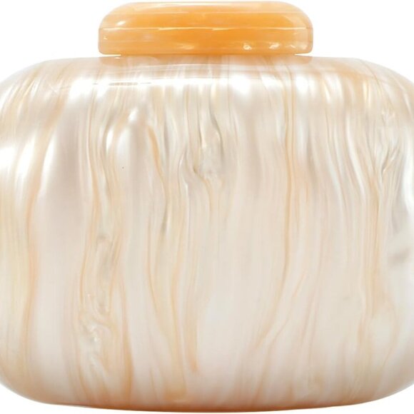 Brand New Marble Acrylic Clutch Purse Small Champagne Elegant Evening - Picture 1 of 7